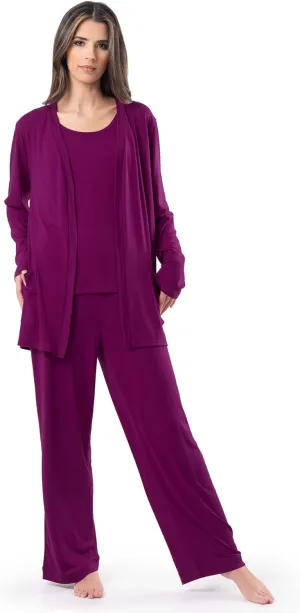 Fruit of the Loom womens Breathable Tank Top, Pant, and Cardigan Sleep Set