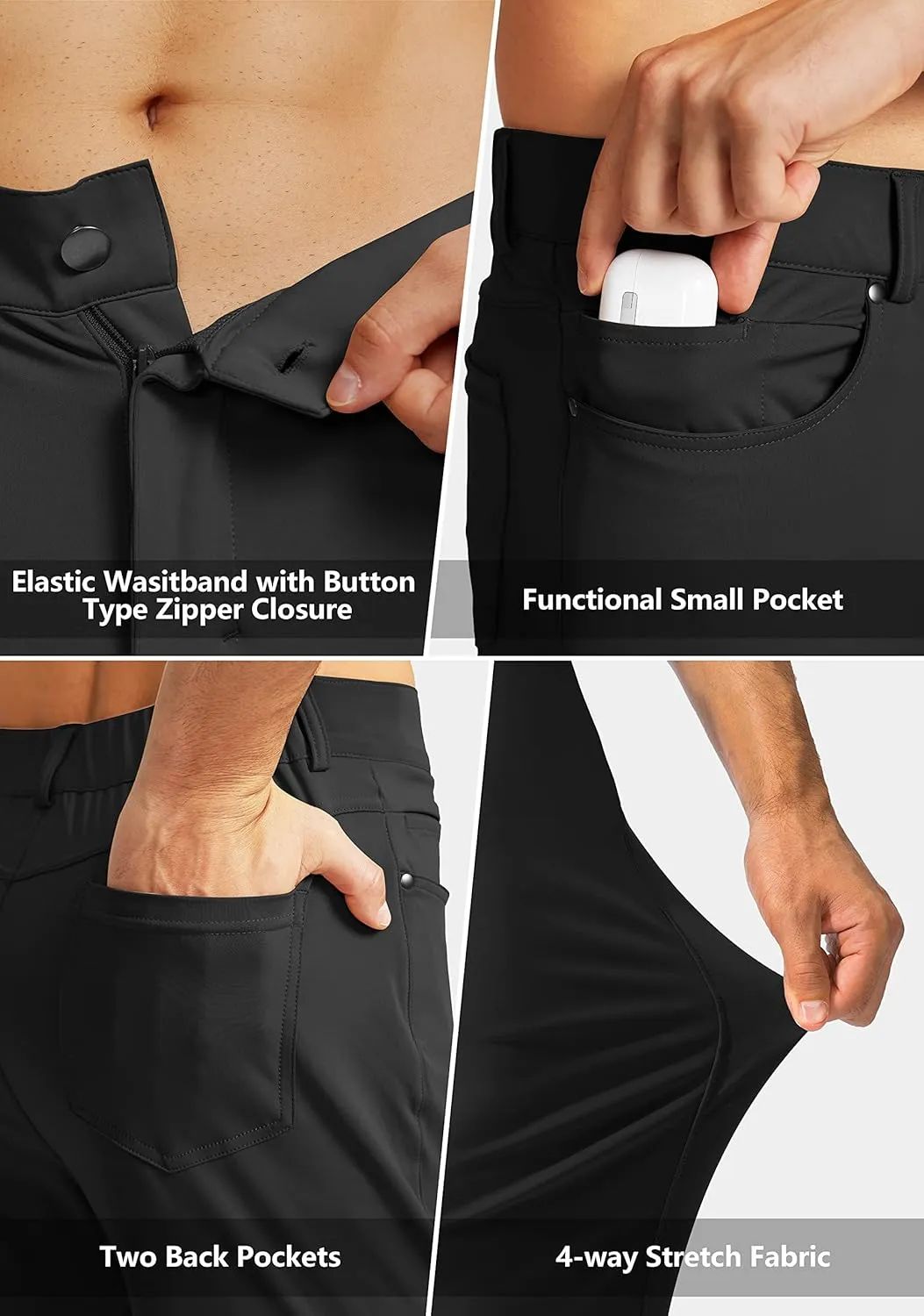 G Gradual Men's Stretch Golf Pants with 6 Pockets Slim Fit Dress Pants for Men Travel Casual Work