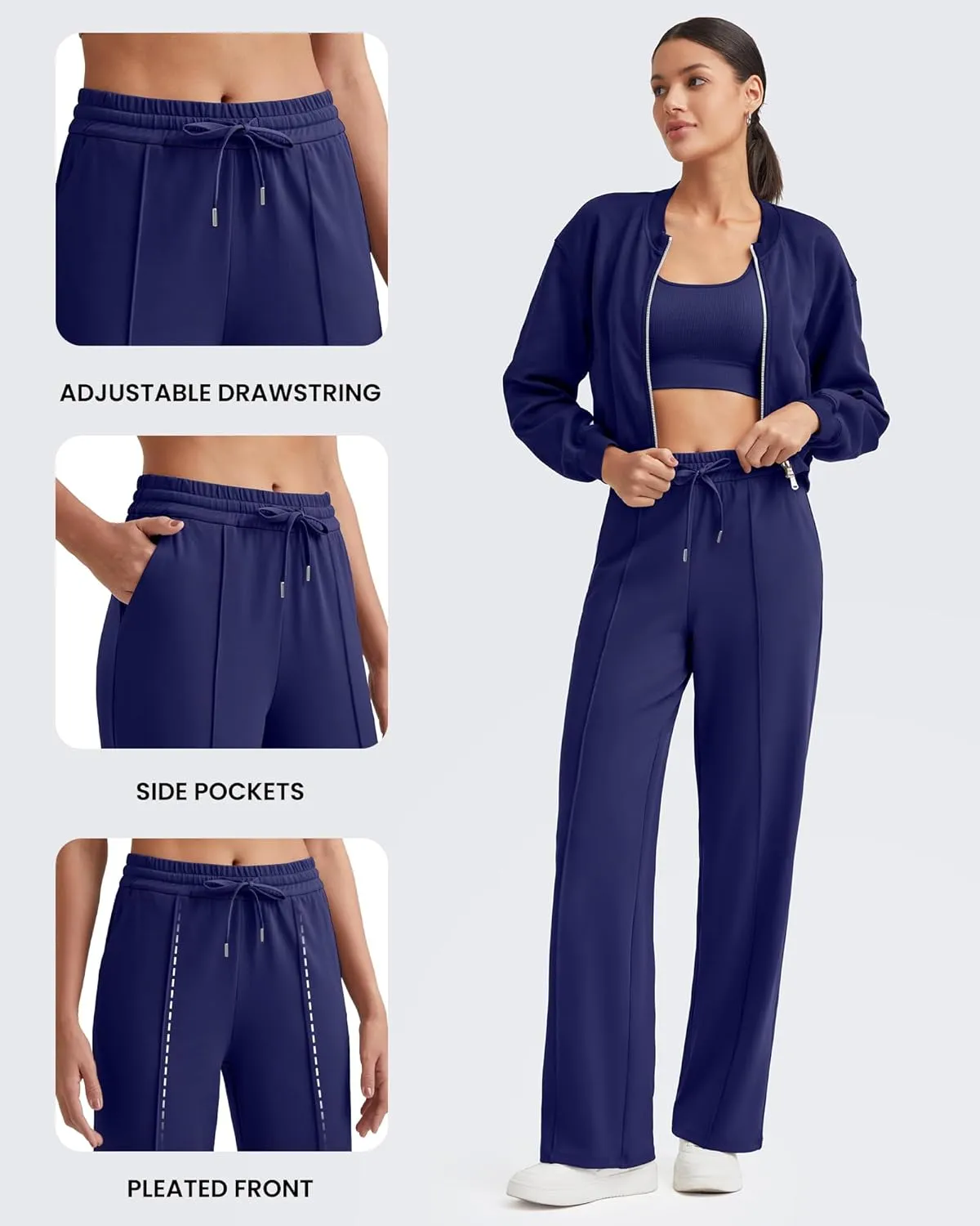 G4Free Womens Sweatpants Wide Leg Yoga Pants with Pockets Drawstring High Waist Casual Lounge Pants Petite/Regular/Tall