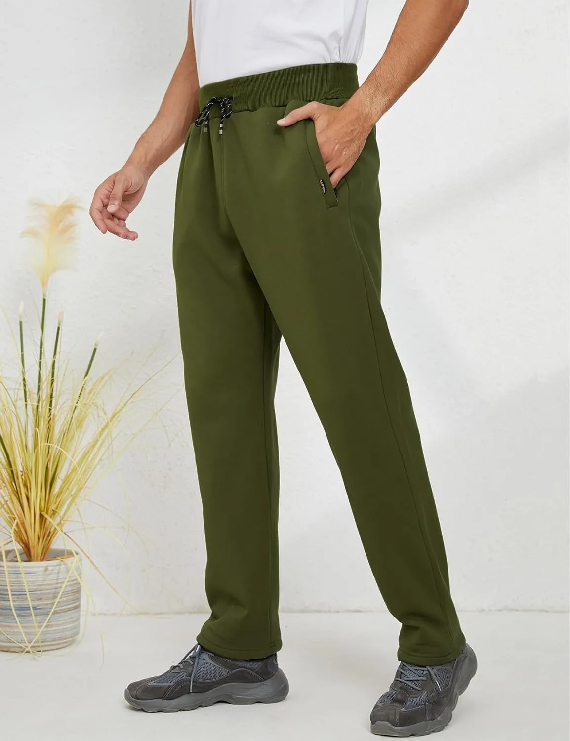 Gihuo Men's Winter Warm Fleece Pants Sherpa Fleece Lined Jogger Pants Sweatpants