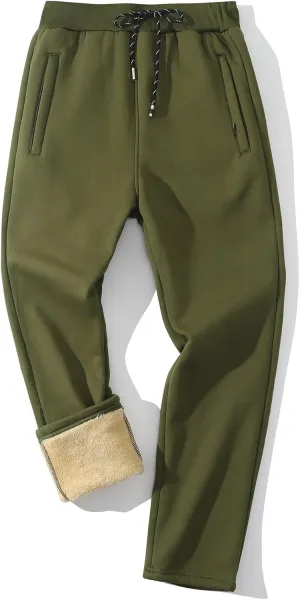Gihuo Men's Winter Warm Fleece Pants Sherpa Fleece Lined Jogger Pants Sweatpants