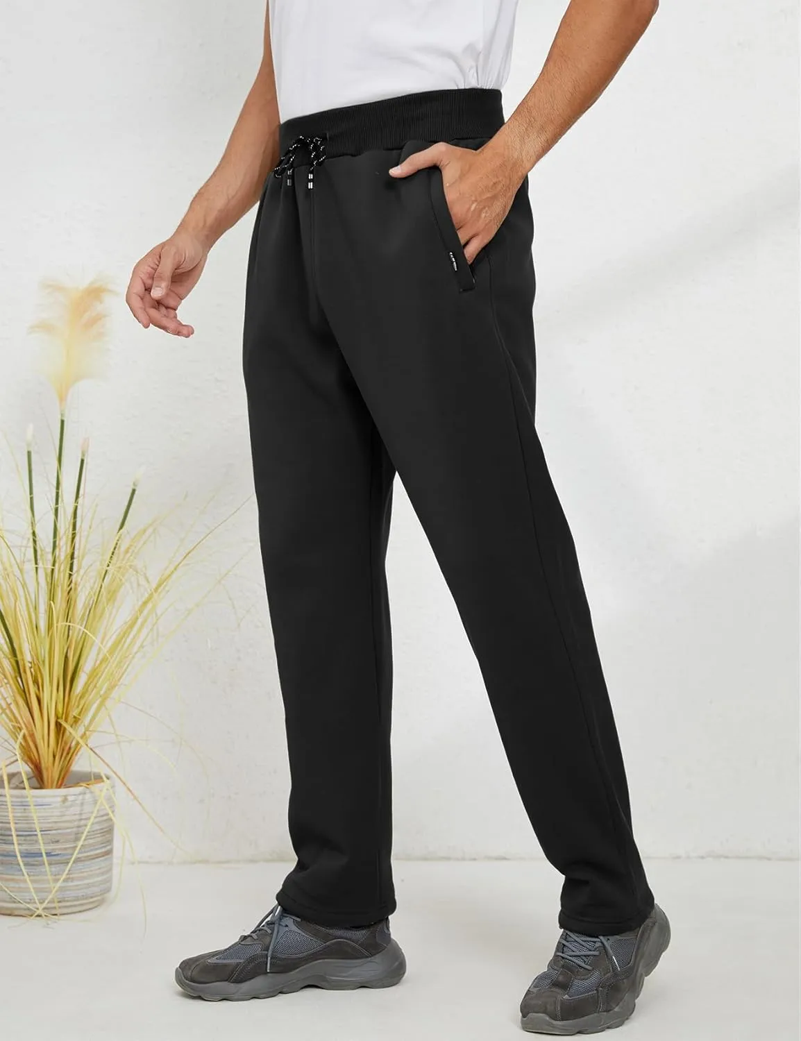 Gihuo Men's Winter Warm Fleece Pants Sherpa Fleece Lined Jogger Pants Sweatpants