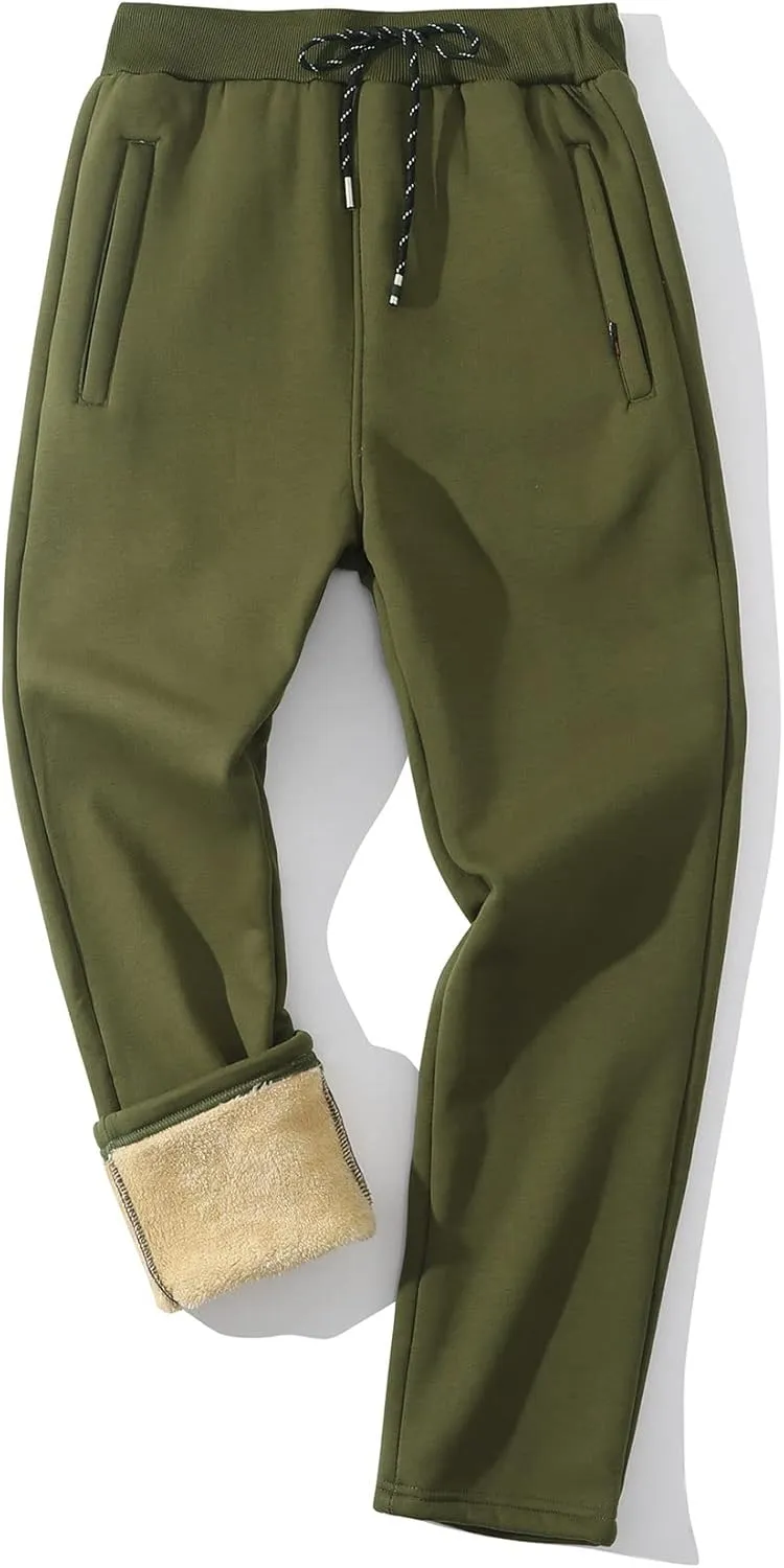 Gihuo Men's Winter Warm Fleece Pants Sherpa Fleece Lined Jogger Pants Sweatpants