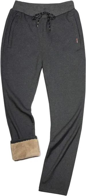 Gihuo Men's Winter Warm Fleece Pants Sherpa Fleece Lined Jogger Pants Sweatpants