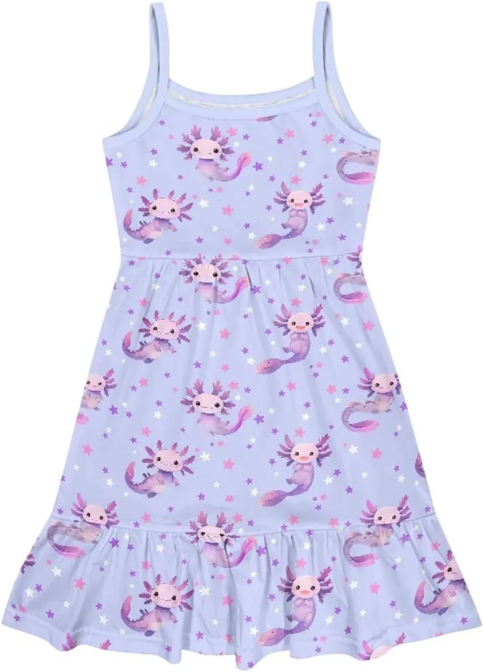 Girls Cute Spaghetti Strap Dress Tiered A-Line Pleated Summer Midi Dresses for 3-14Y