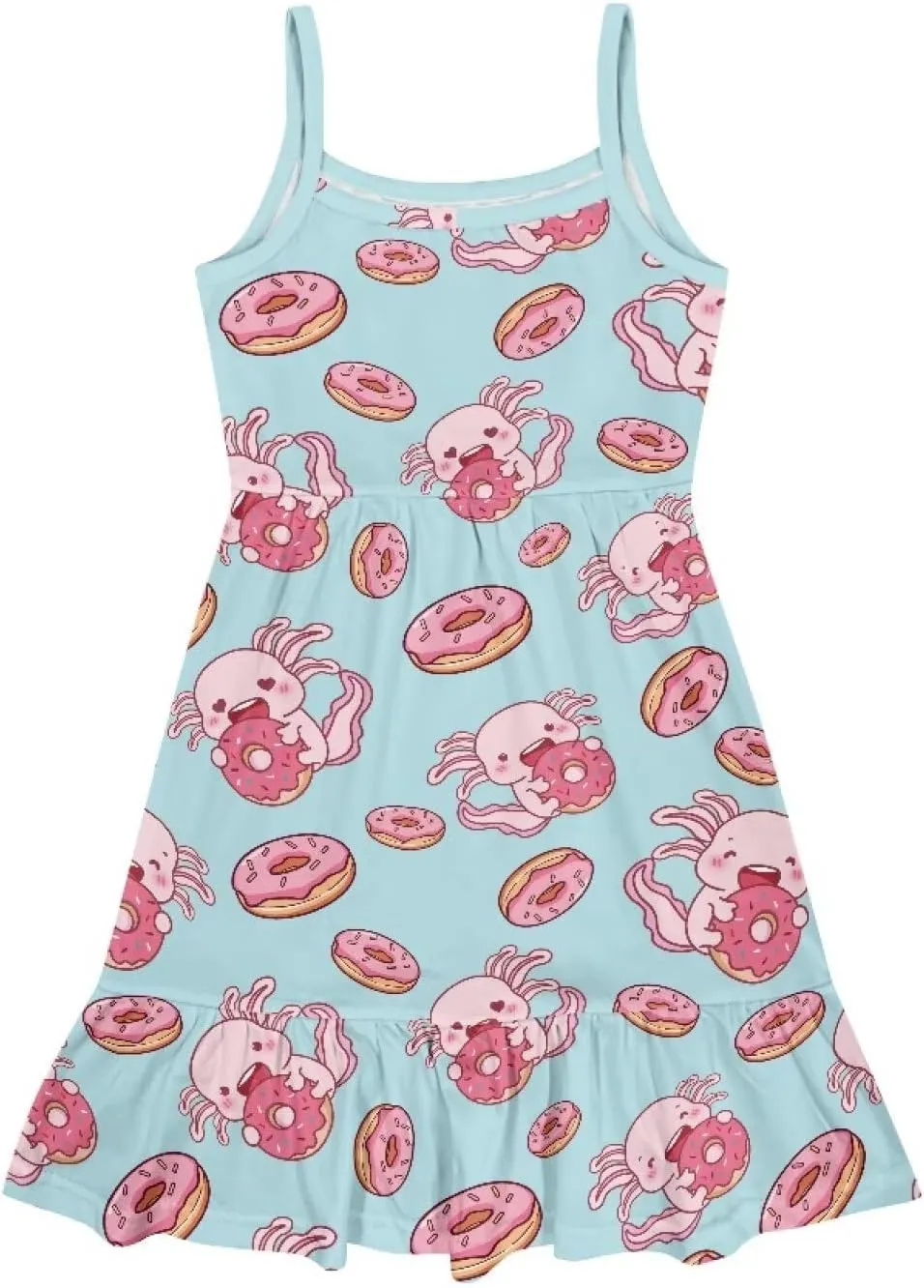 Girls Spaghetti Strap Summer Dress Ruffle Pleated Midi Dresses for School Home 3-16 Y