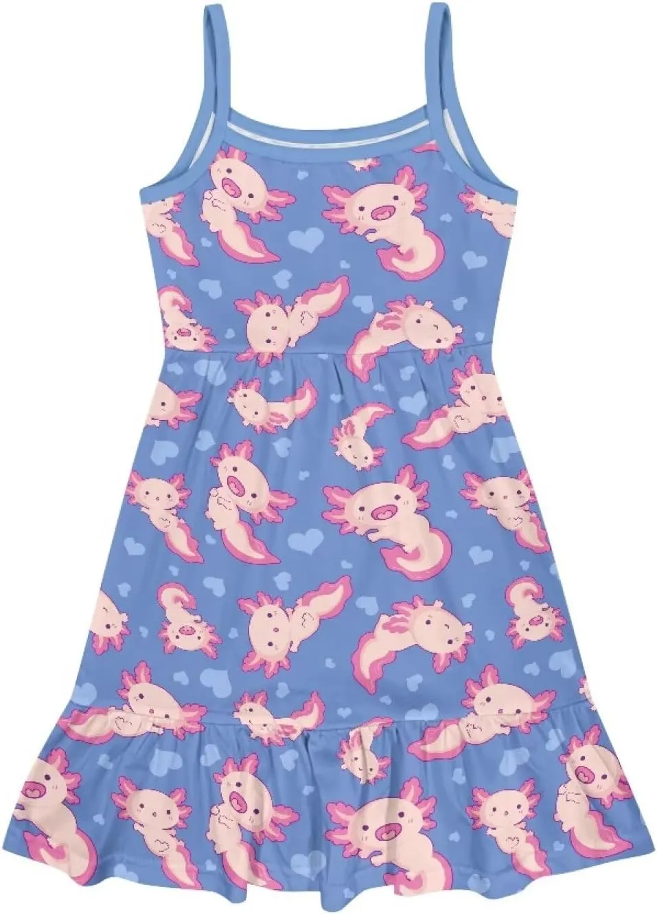 Girls Spaghetti Strap Summer Dress Ruffle Pleated Midi Dresses for School Home 3-16 Y
