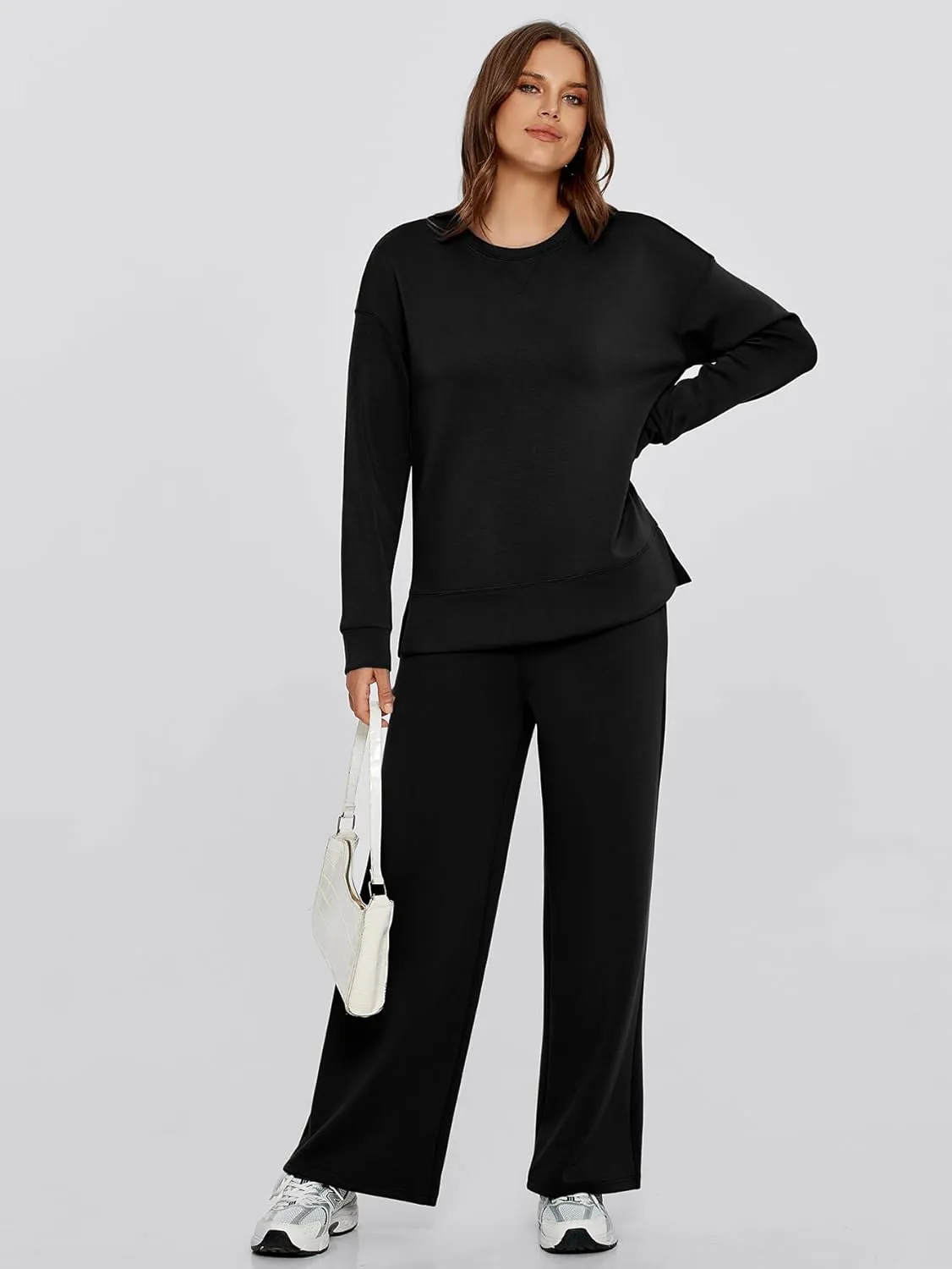 Glamaker Womens 2 Piece Lounge Set Long Sleeve Pullover Tops Long Pants Casual Sweatsuits Tracksuit Sets with Pockets