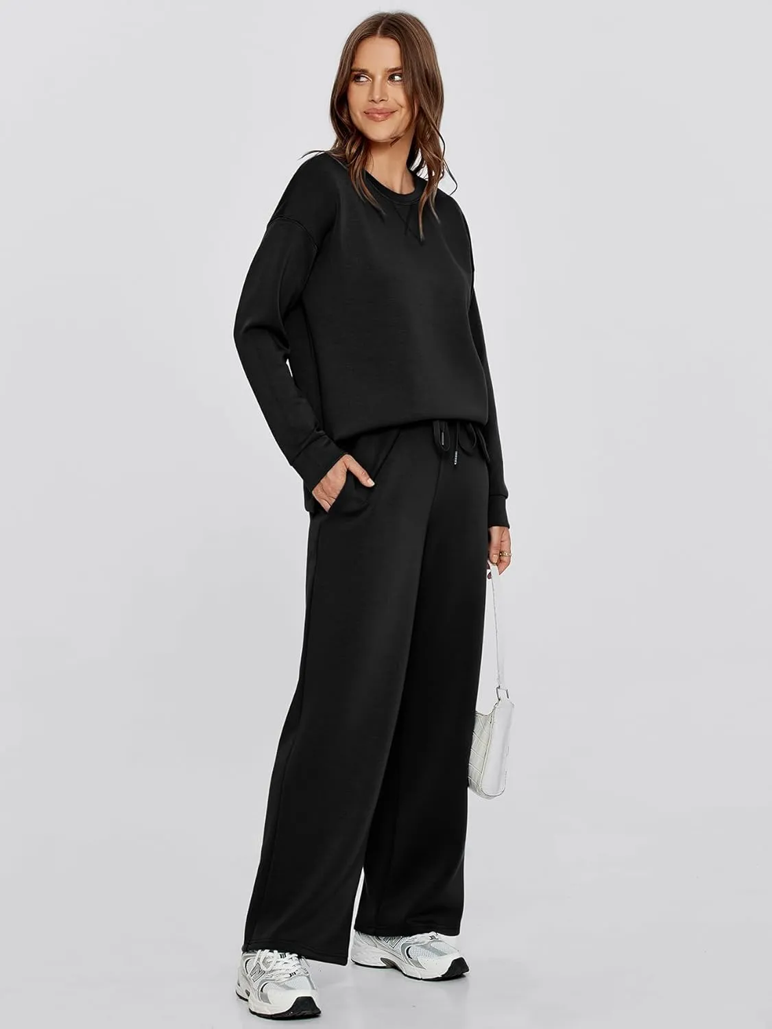 Glamaker Womens 2 Piece Lounge Set Long Sleeve Pullover Tops Long Pants Casual Sweatsuits Tracksuit Sets with Pockets
