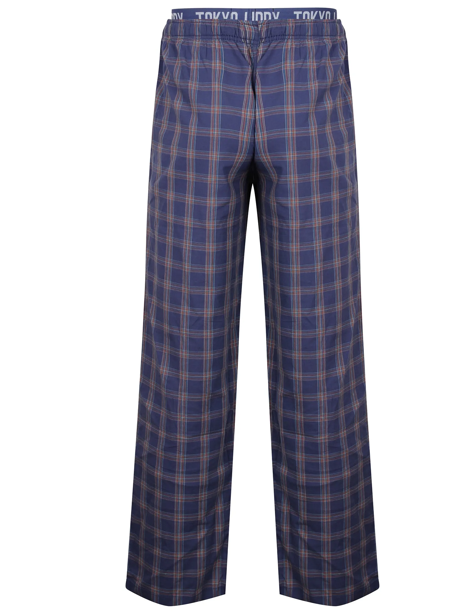 Godfrey Checked Cotton Lounge Pants in Deep Cobalt - Tokyo Laundry