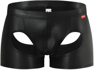 Gogobear Men's Shiny Metallic Boxer Briefs Sexy Breathable Hollow Out Bulge Pouch Bikini Underwear