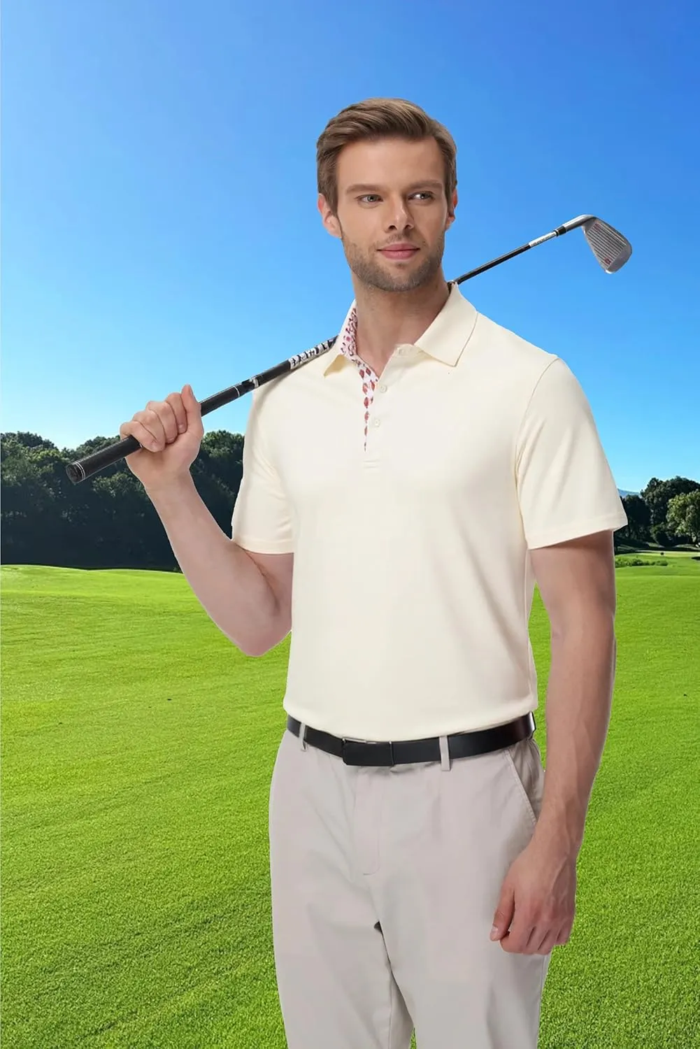 Golf Polo Shirts for Men Short Sleeve Moisture Wicking Dry Fit Performance Designed Collared Solid Casual Polo Shirt