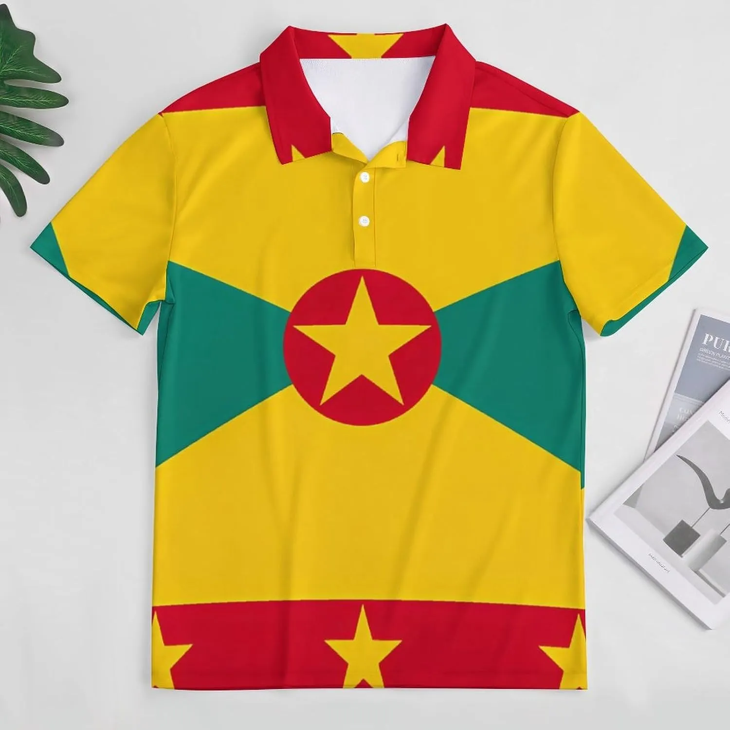 Grenada Flag Mens Short Sleeve Polo Shirts Straight Sports Golf Tennis T-Shirt Quick Dry Long Top