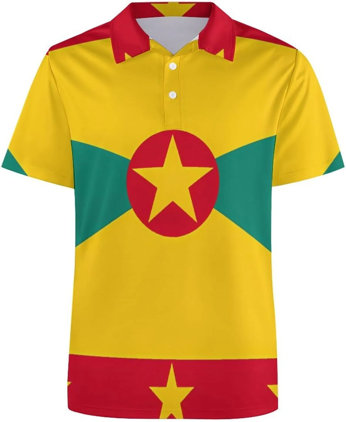 Grenada Flag Mens Short Sleeve Polo Shirts Straight Sports Golf Tennis T-Shirt Quick Dry Long Top