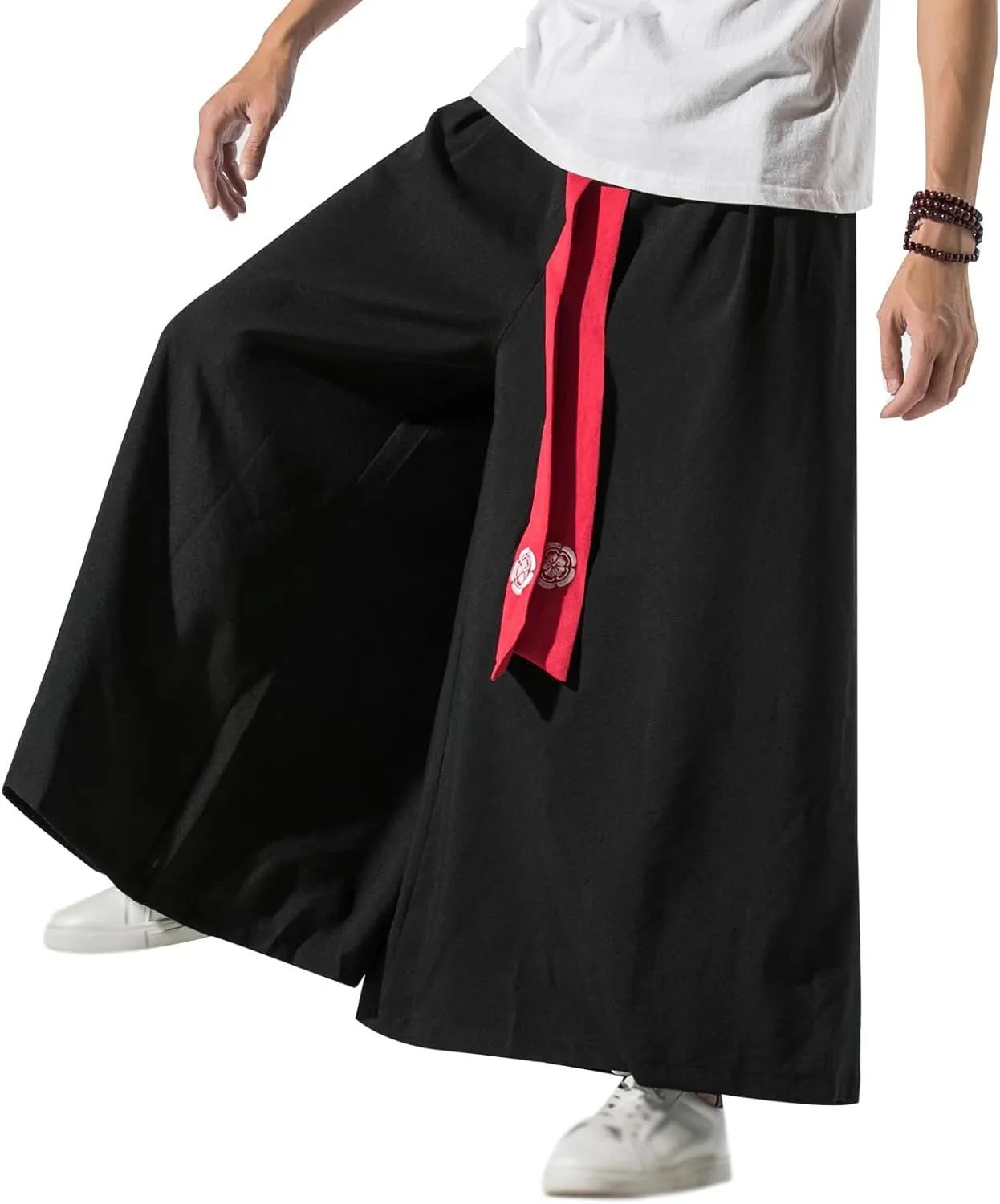 GURUNVANI Men's Wide Leg Pants Japanese Yoga Pants Hip Hop Baggy Trousers