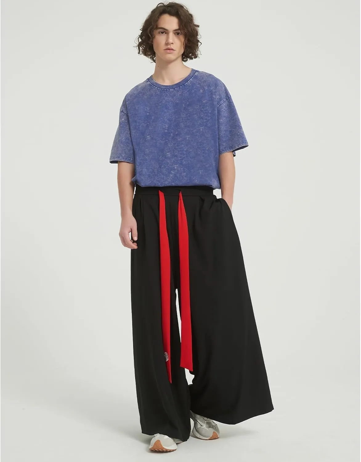 GURUNVANI Men's Wide Leg Pants Japanese Yoga Pants Hip Hop Baggy Trousers