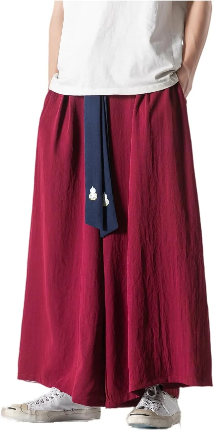 GURUNVANI Men's Wide Leg Pants Japanese Yoga Pants Hip Hop Baggy Trousers