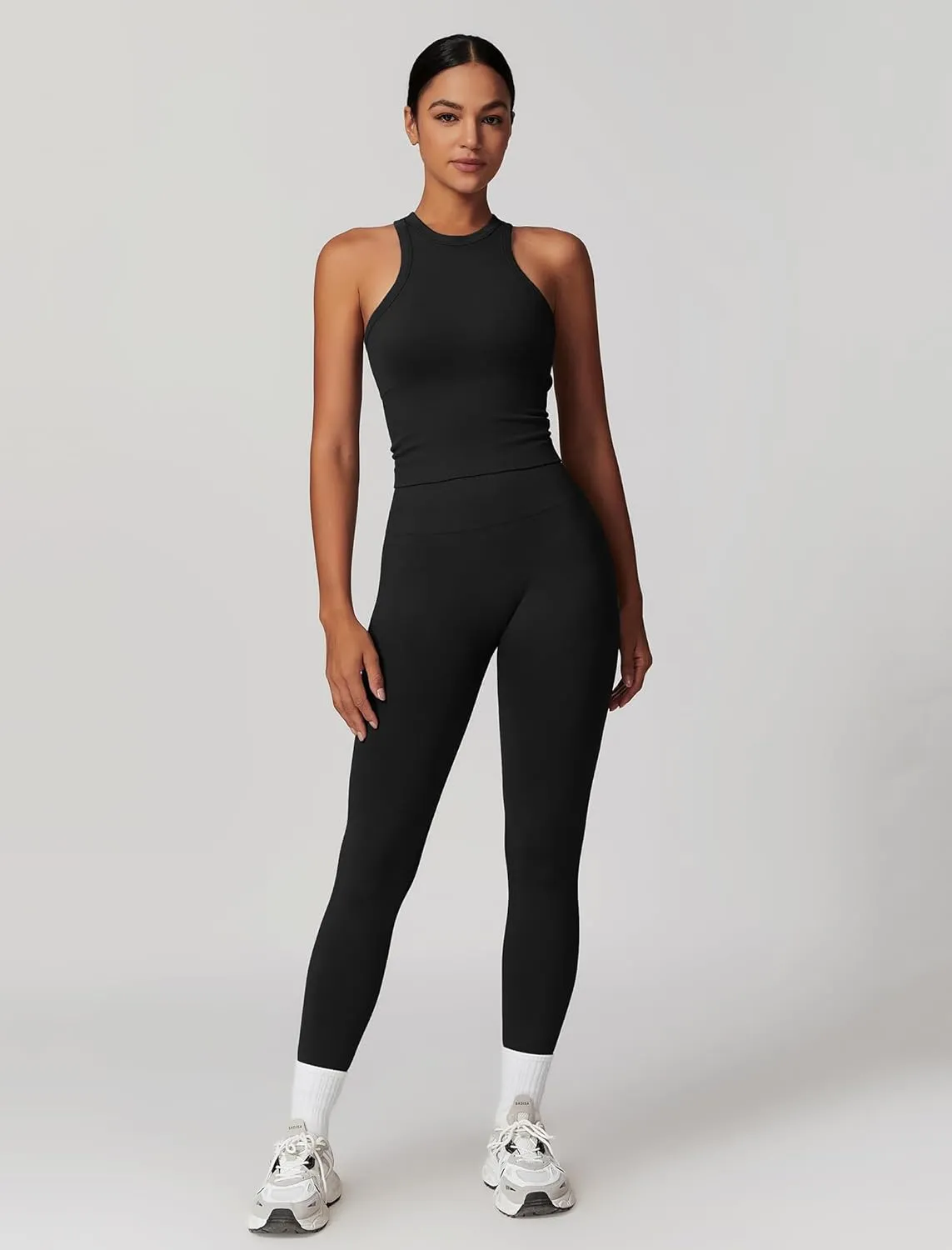 Gym clothes for woman set Racer-back Tank Top and Tummy Control Leggings Yoga sets for women 2 piece