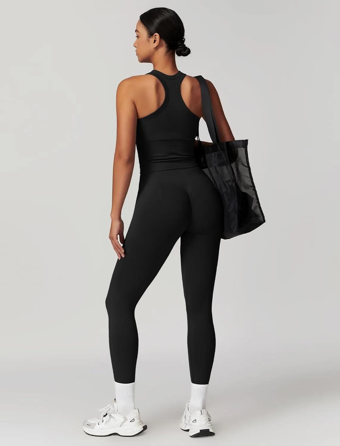 Gym clothes for woman set Racer-back Tank Top and Tummy Control Leggings Yoga sets for women 2 piece