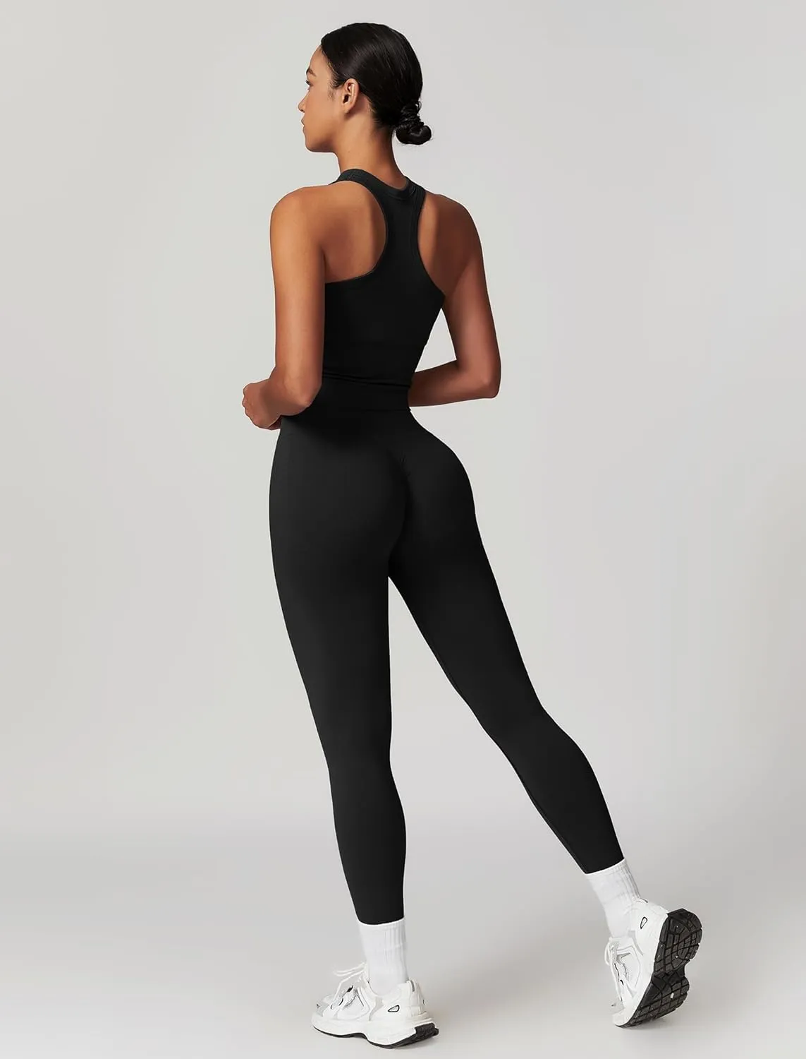 Gym clothes for woman set Racer-back Tank Top and Tummy Control Leggings Yoga sets for women 2 piece