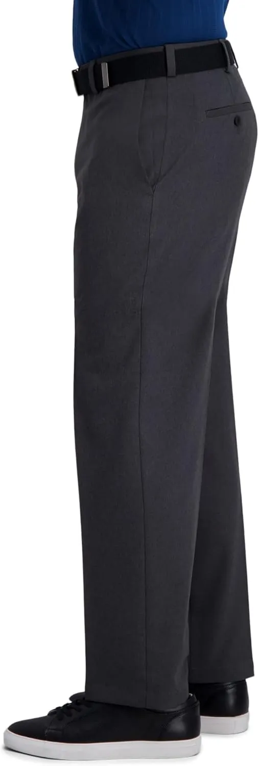 Haggar Men's Cool Right Performance Flex Solid Classic Fit Flat Front Pant (Regular and Big & Tall Sizes)