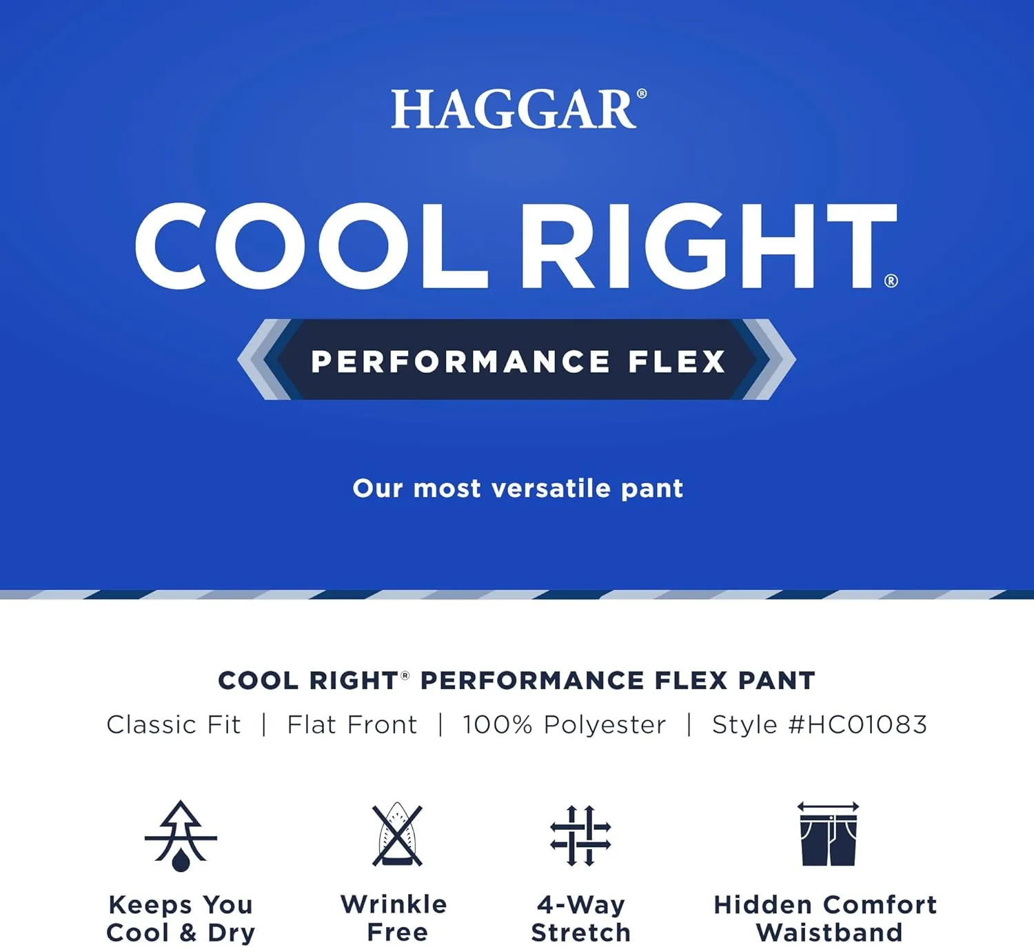 Haggar Men's Cool Right Performance Flex Solid Classic Fit Flat Front Pant (Regular and Big & Tall Sizes)