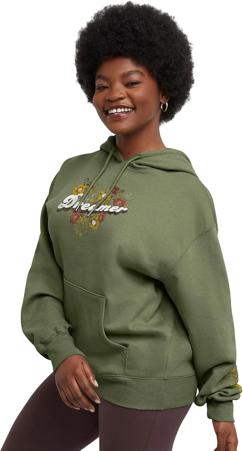 Hanes Women's Originals Pullover Hoodie, Midweight Fleece Hooded Sweatshirt for Women, Available in Plus