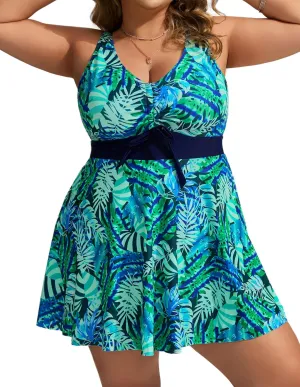 Hanna Nikole Womens Plus Size Tankini Swimdress Two Piece Tummy Control Flowy Swimsuit with Boyshorts