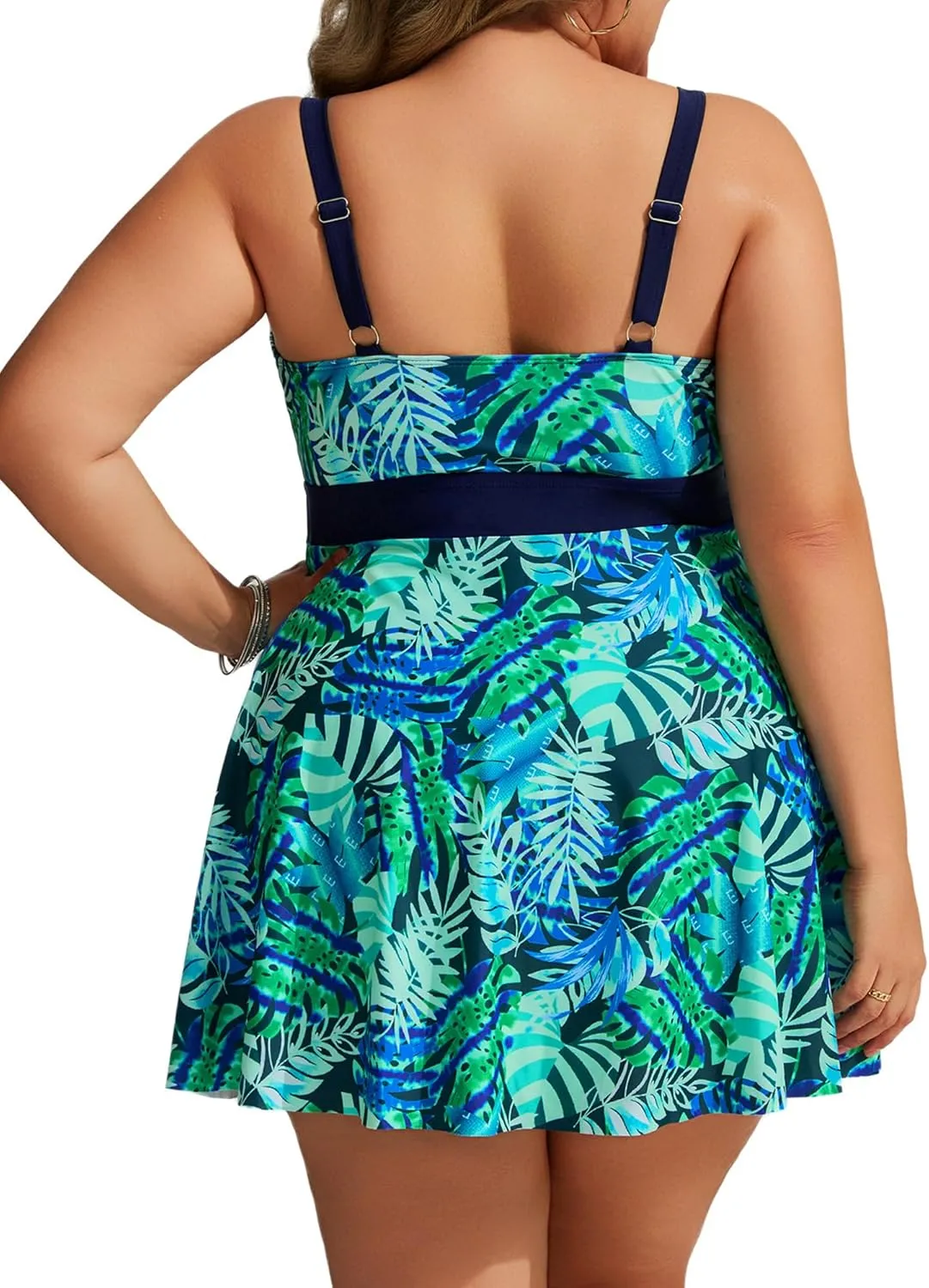 Hanna Nikole Womens Plus Size Tankini Swimdress Two Piece Tummy Control Flowy Swimsuit with Boyshorts
