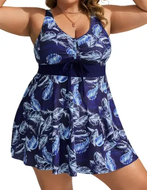 Hanna Nikole Womens Plus Size Tankini Swimdress Two Piece Tummy Control Flowy Swimsuit with Boyshorts