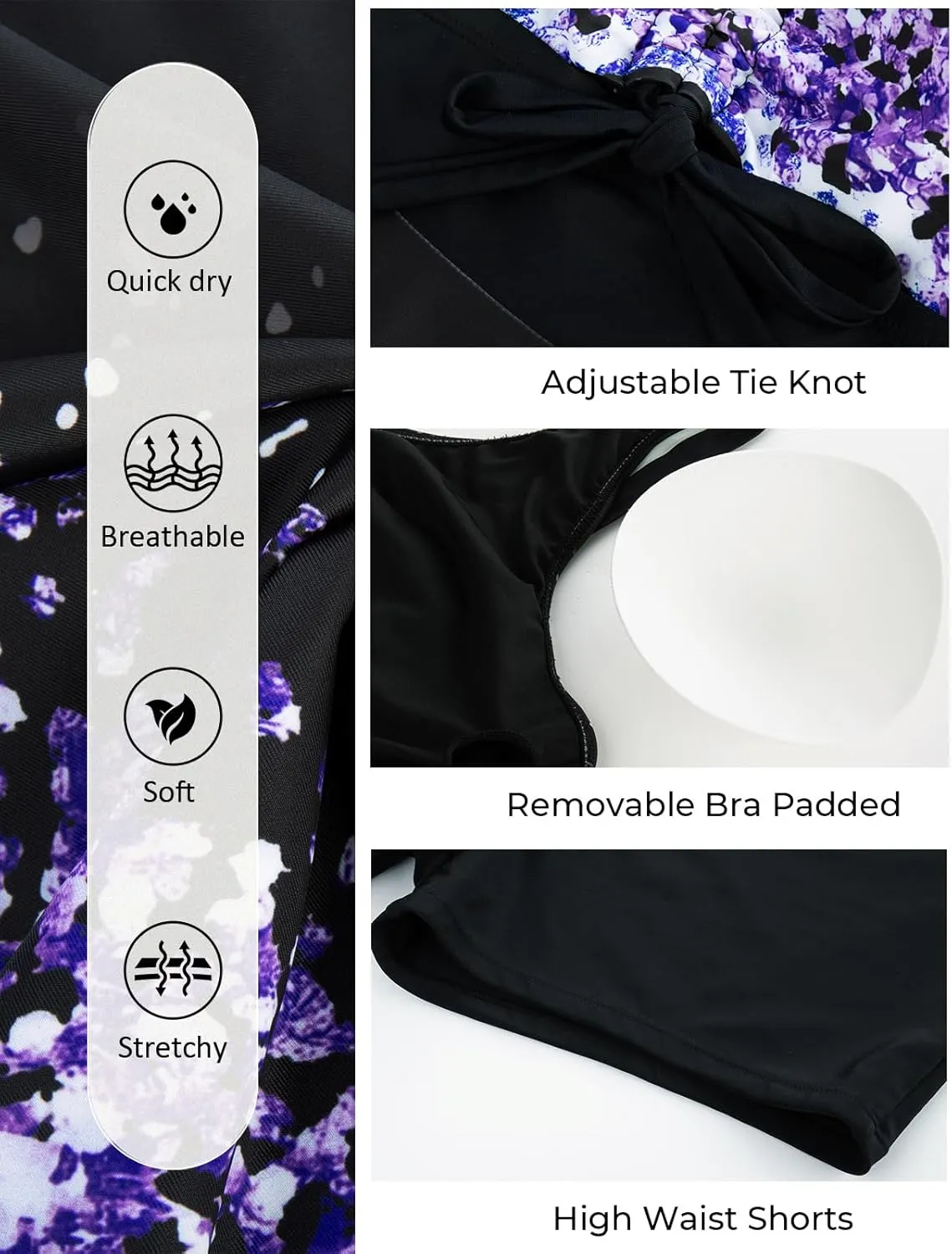 Hanna Nikole Womens Plus Size Tankini Swimdress Two Piece Tummy Control Flowy Swimsuit with Boyshorts
