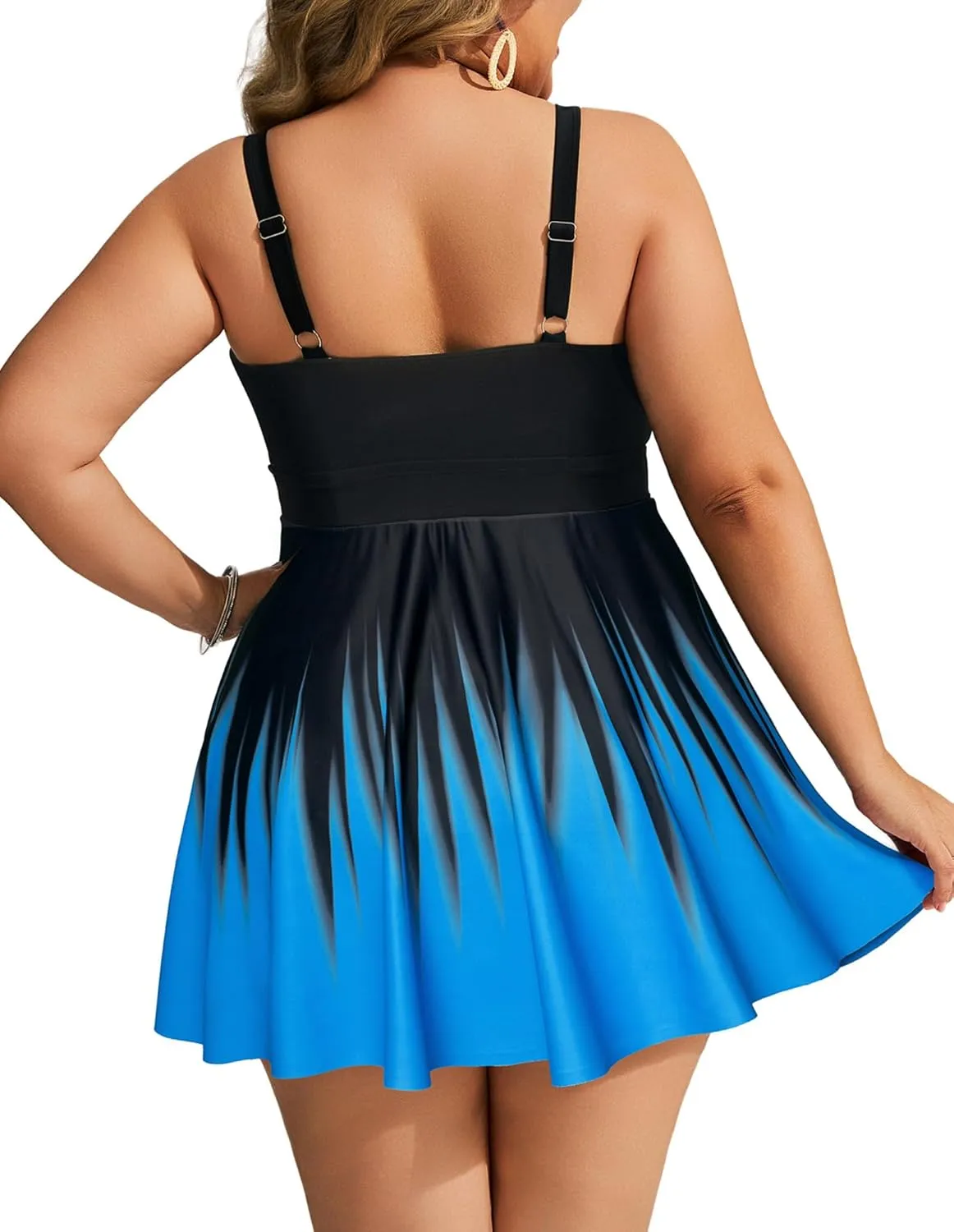 Hanna Nikole Womens Plus Size Tankini Swimdress Two Piece Tummy Control Flowy Swimsuit with Boyshorts