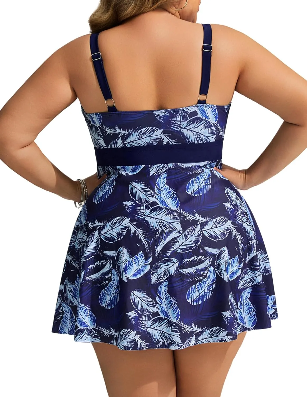 Hanna Nikole Womens Plus Size Tankini Swimdress Two Piece Tummy Control Flowy Swimsuit with Boyshorts