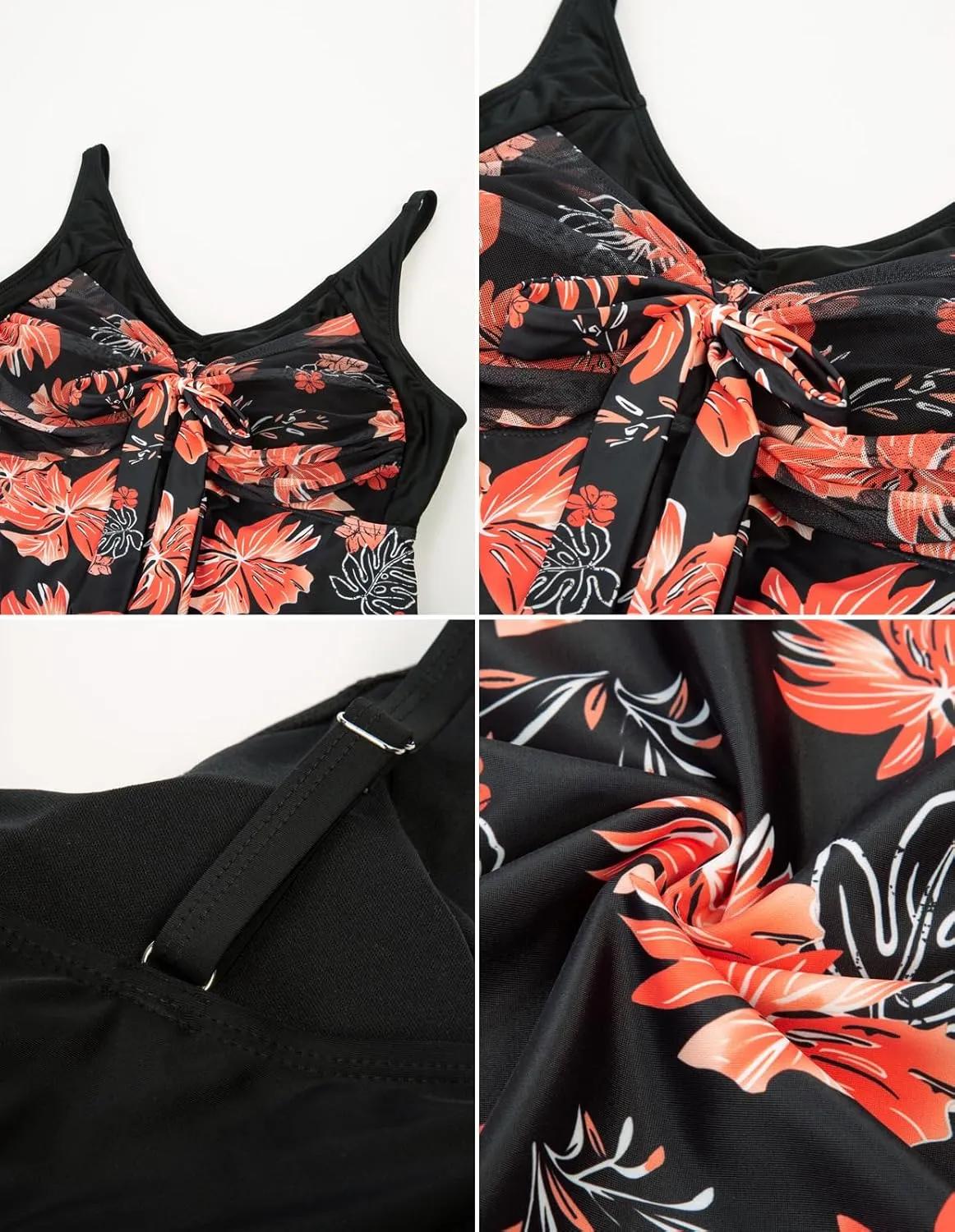 Hanna Nikole Women's Two Piece Swim Dress Plus Size Tummy Control Floral Printed Swimwear Swimsuits with Boyshort