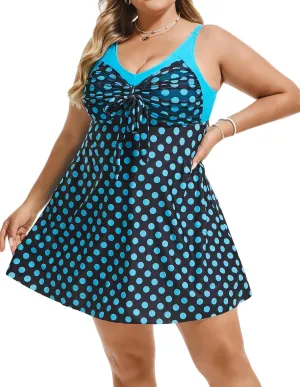 Hanna Nikole Women's Two Piece Swim Dress Plus Size Tummy Control Floral Printed Swimwear Swimsuits with Boyshort
