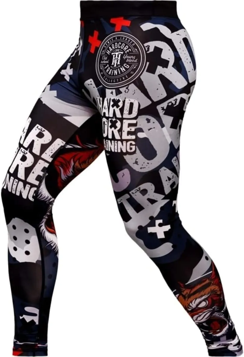 Hardcore Training Men's Compression Pants Workout Tights Leggings Base Layer Boxing Running Muay Thai MMA No Gi BJJ