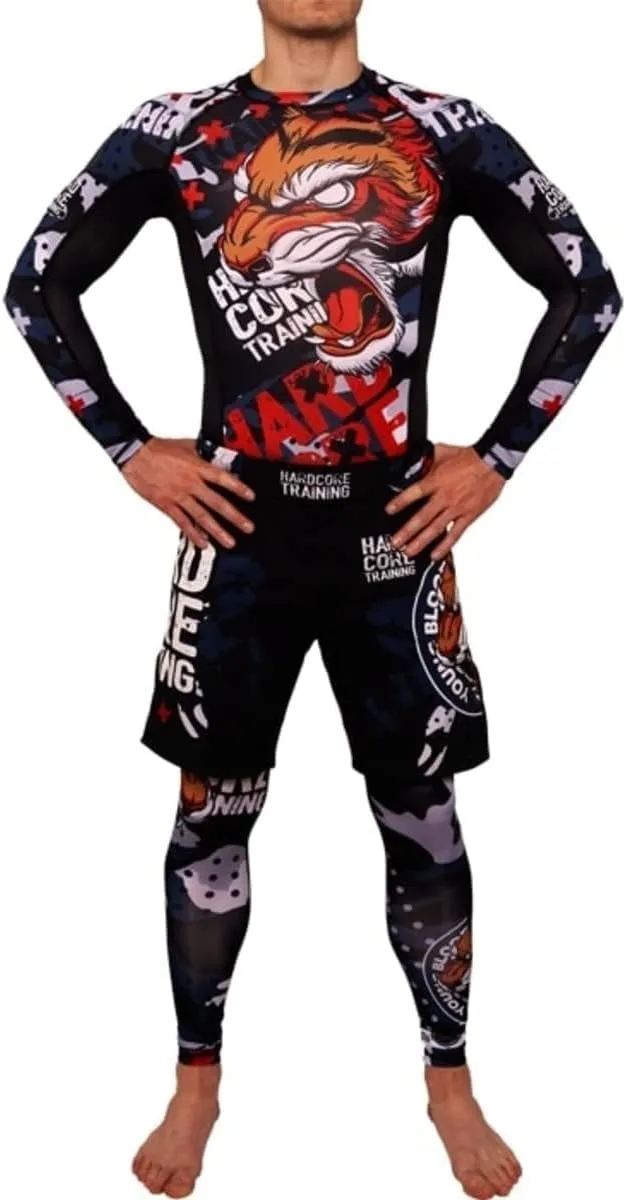 Hardcore Training Men's Compression Pants Workout Tights Leggings Base Layer Boxing Running Muay Thai MMA No Gi BJJ