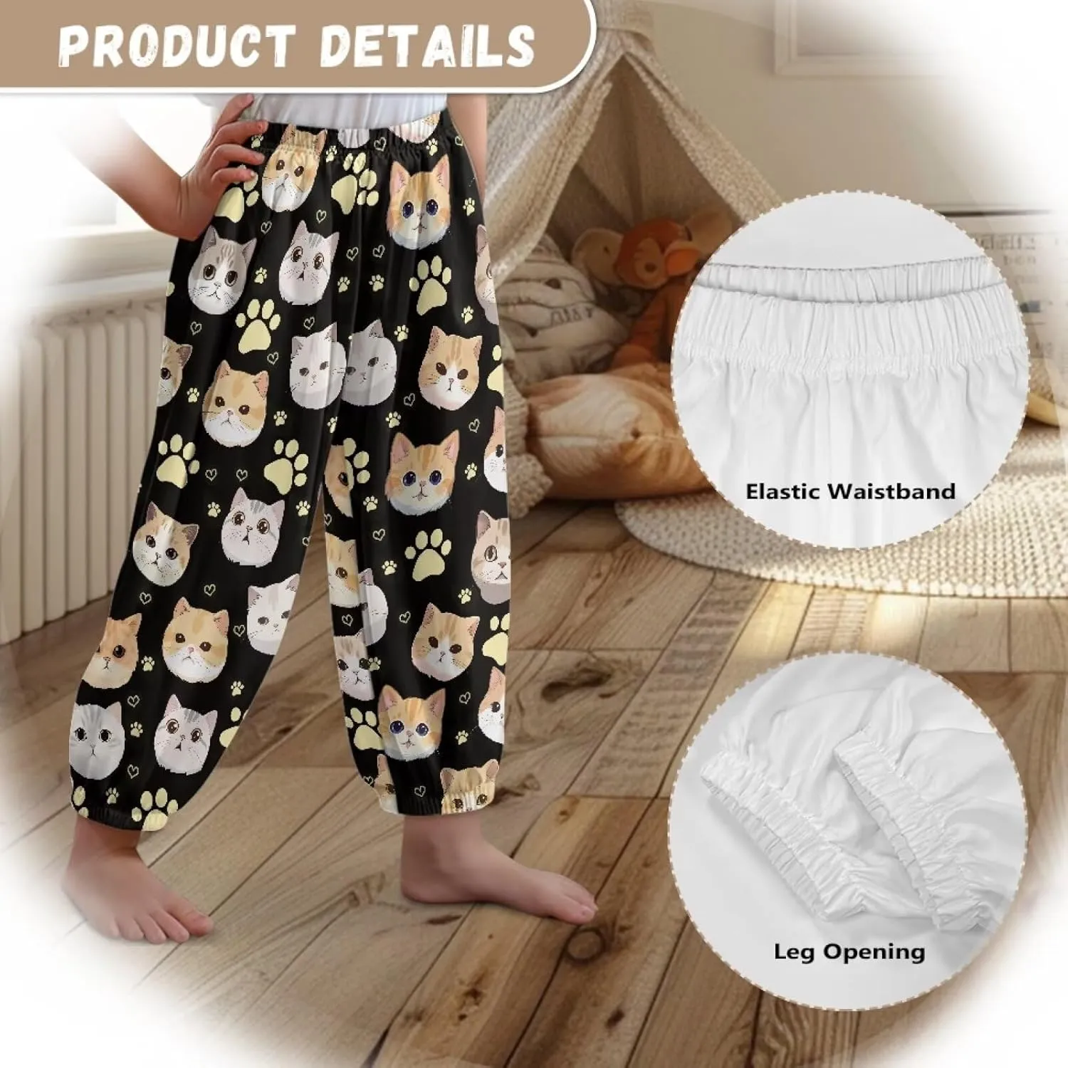 Harem Pants for Girls 3-10Y Cute Athletic Long Bloomers Sweatpants Breathable Casual Stretchy Running Trousers