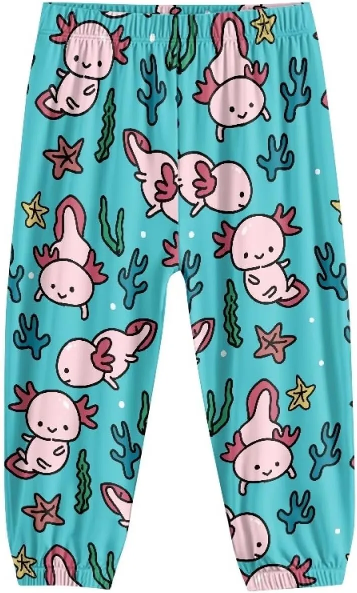 Harem Pants for Girls 3-10Y Cute Athletic Long Bloomers Sweatpants Breathable Casual Stretchy Running Trousers