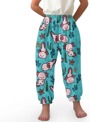 Harem Pants for Girls 3-10Y Cute Athletic Long Bloomers Sweatpants Breathable Casual Stretchy Running Trousers