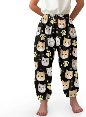 Harem Pants for Girls 3-10Y Cute Athletic Long Bloomers Sweatpants Breathable Casual Stretchy Running Trousers
