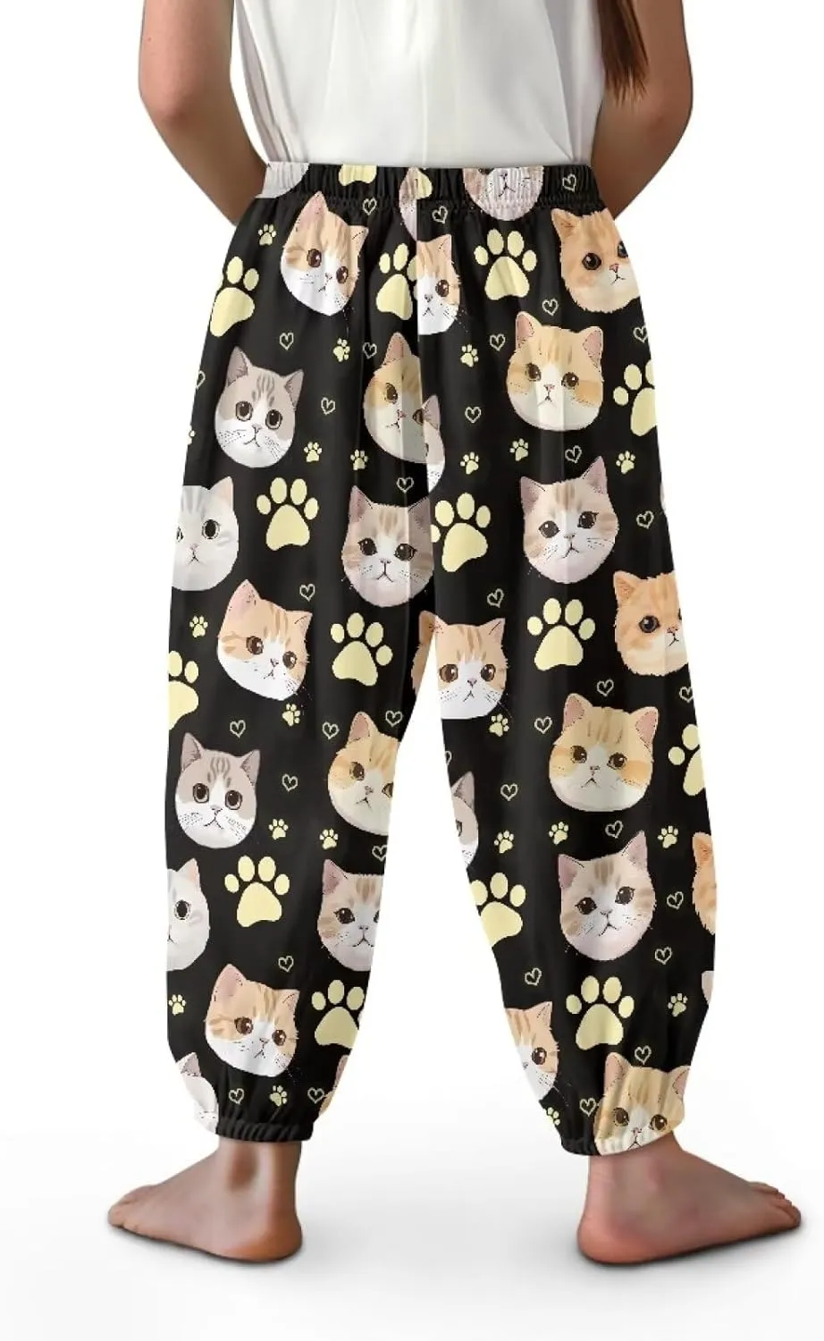 Harem Pants for Girls 3-10Y Cute Athletic Long Bloomers Sweatpants Breathable Casual Stretchy Running Trousers
