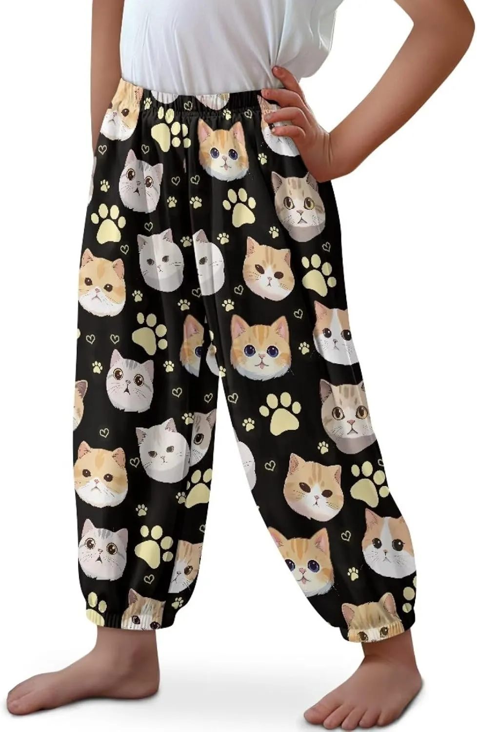 Harem Pants for Girls 3-10Y Cute Athletic Long Bloomers Sweatpants Breathable Casual Stretchy Running Trousers