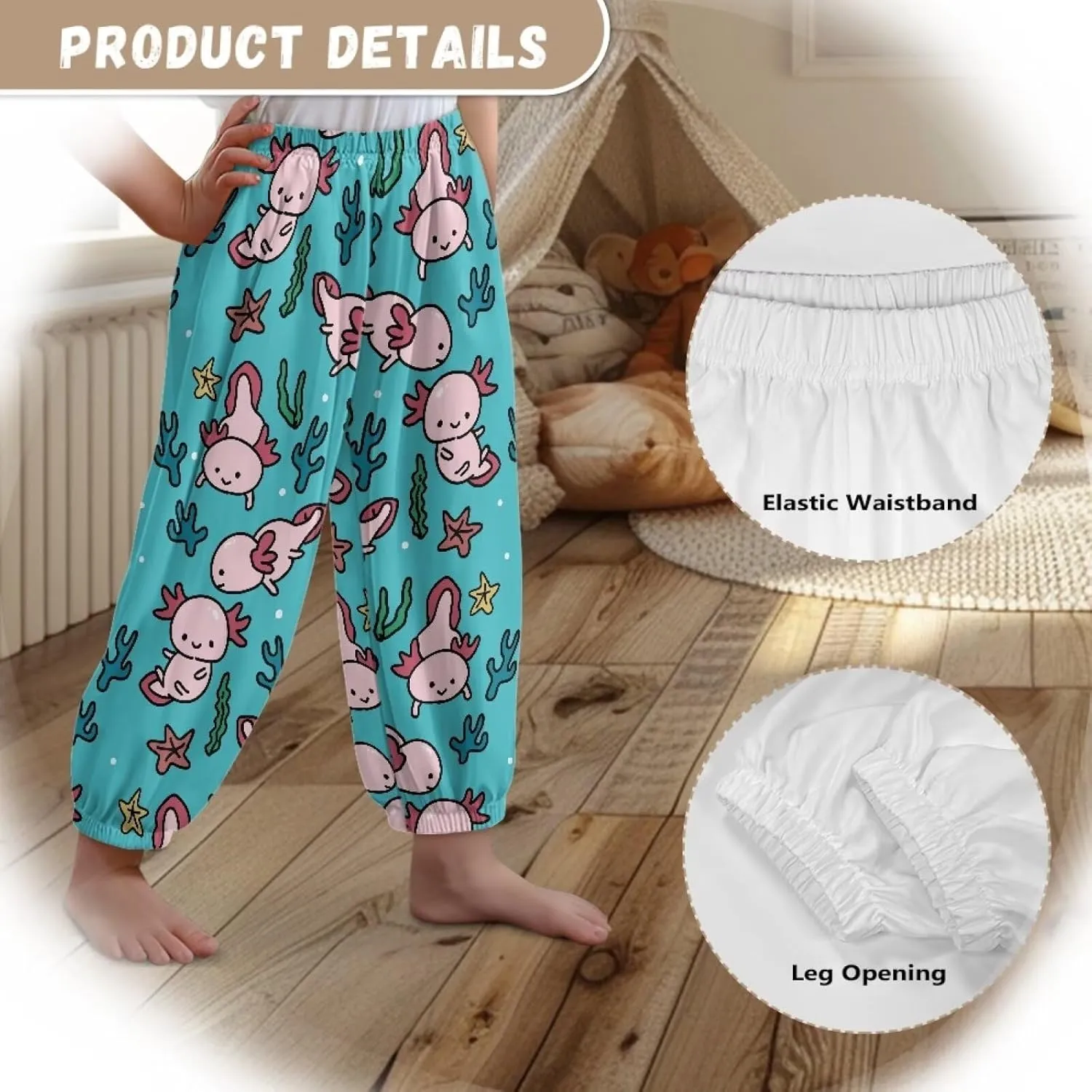 Harem Pants for Girls 3-10Y Cute Athletic Long Bloomers Sweatpants Breathable Casual Stretchy Running Trousers
