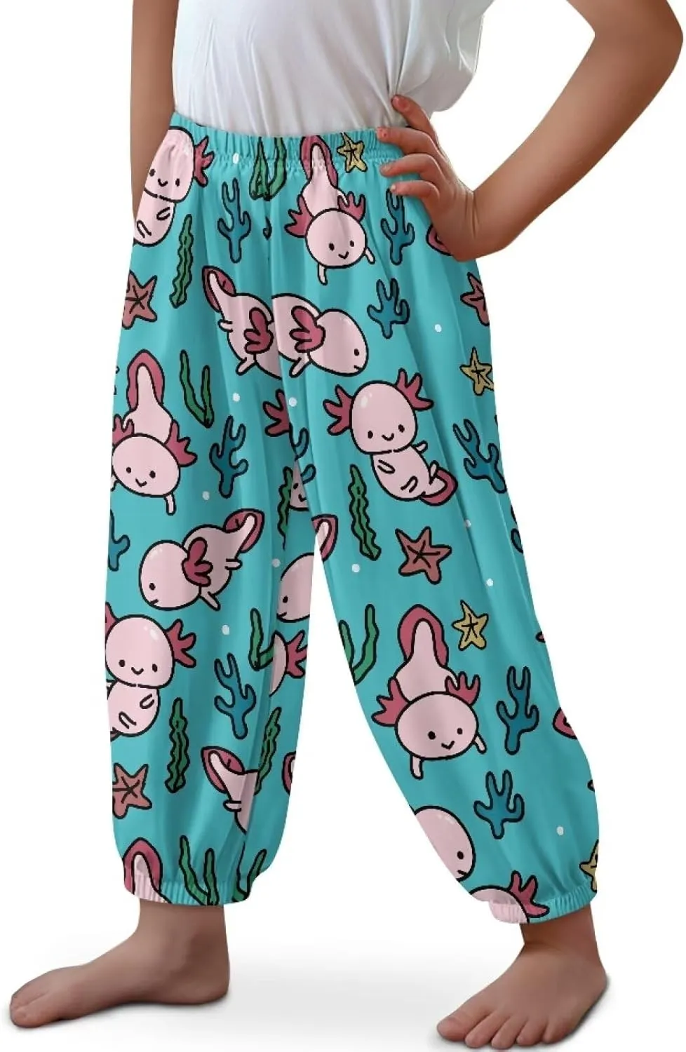 Harem Pants for Girls 3-10Y Cute Athletic Long Bloomers Sweatpants Breathable Casual Stretchy Running Trousers