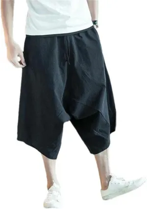 Harem Pants Men's Summer Cotton Retro Chinese Style Cotton Line with Pocket Lightweight Breathable