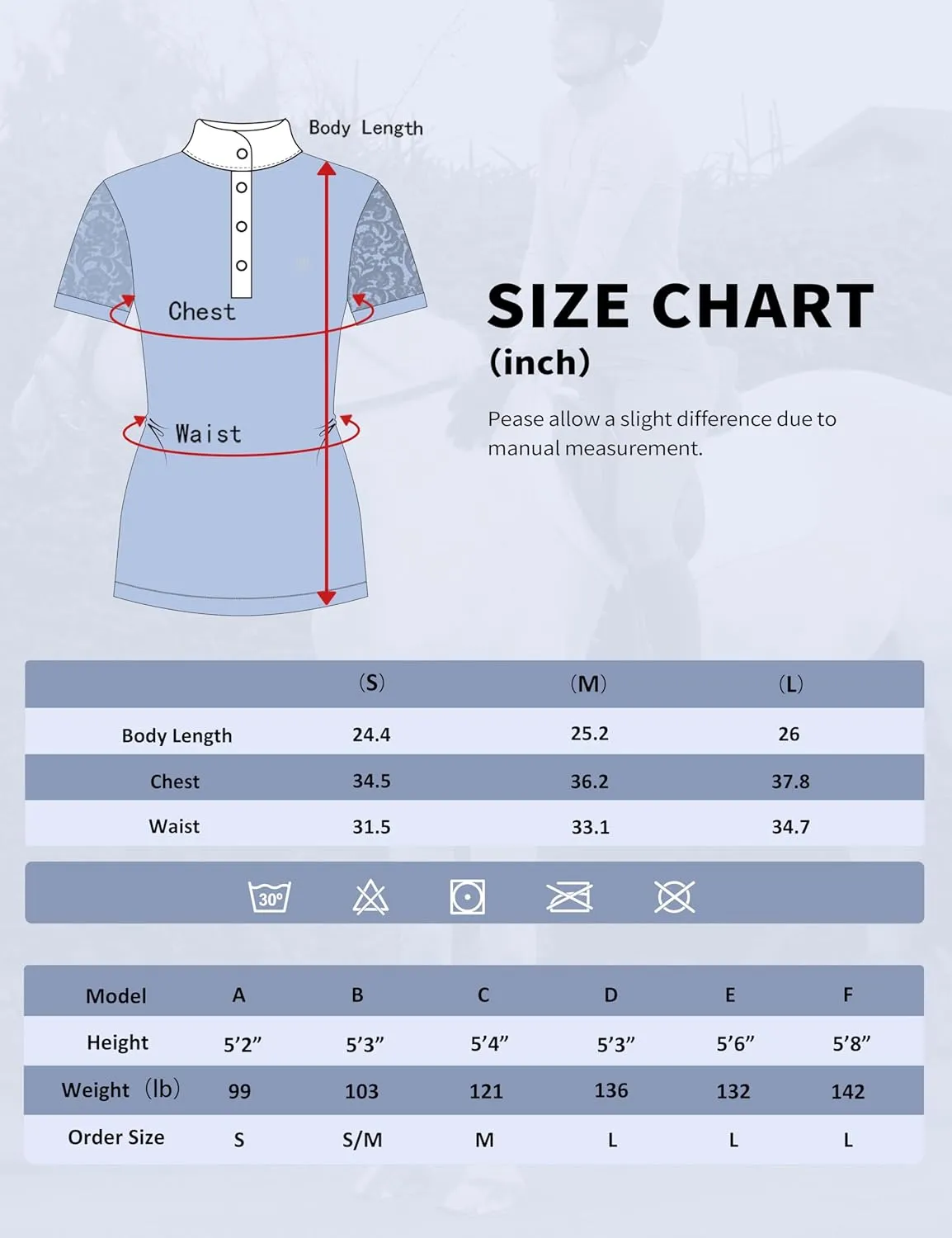 Harrison Howard Short Sleeve Lace Top Show Shirt Breathable with Graceful Back Lace Rider Top