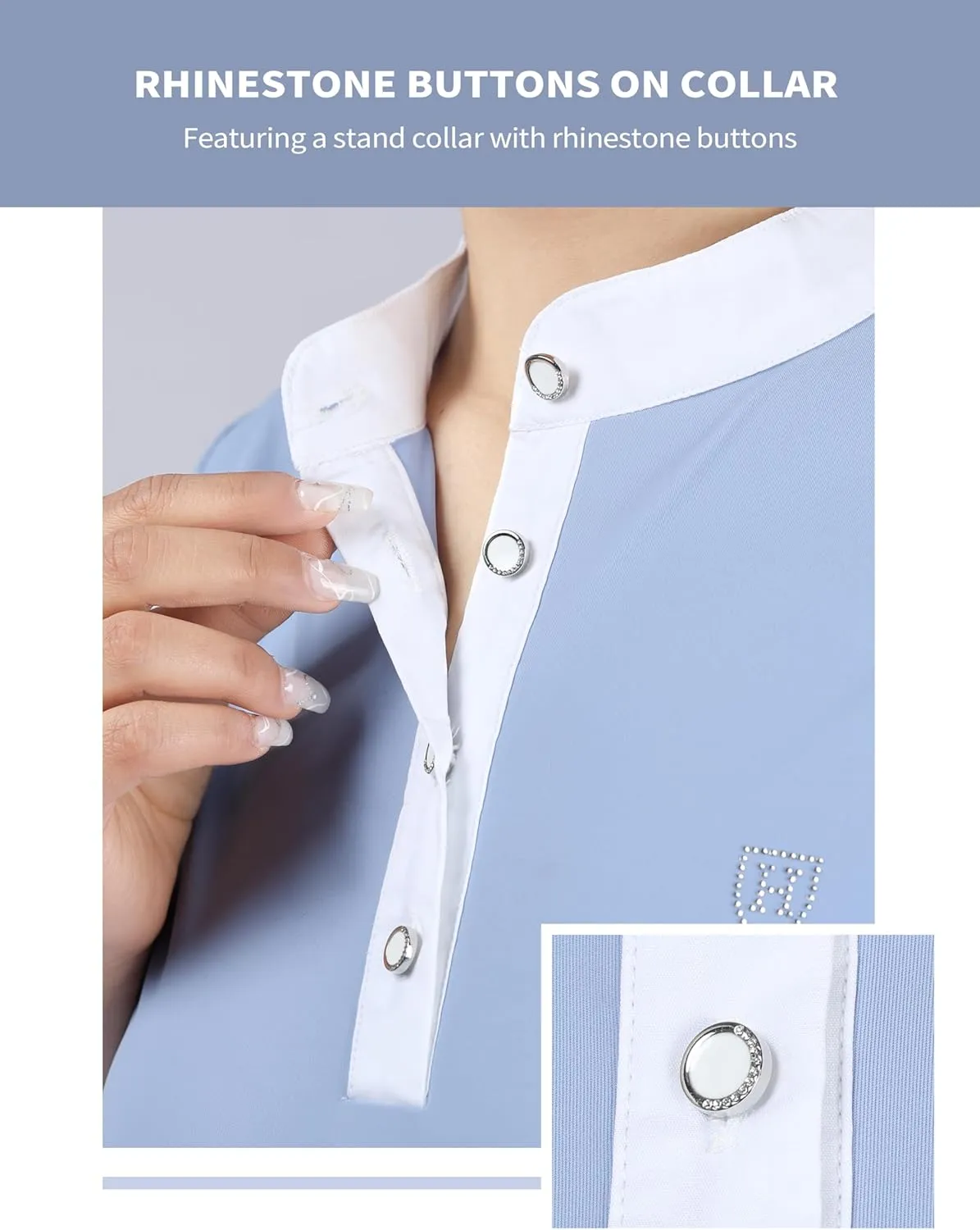 Harrison Howard Short Sleeve Lace Top Show Shirt Breathable with Graceful Back Lace Rider Top