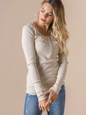 Henley Thermal - Heather Oatmeal