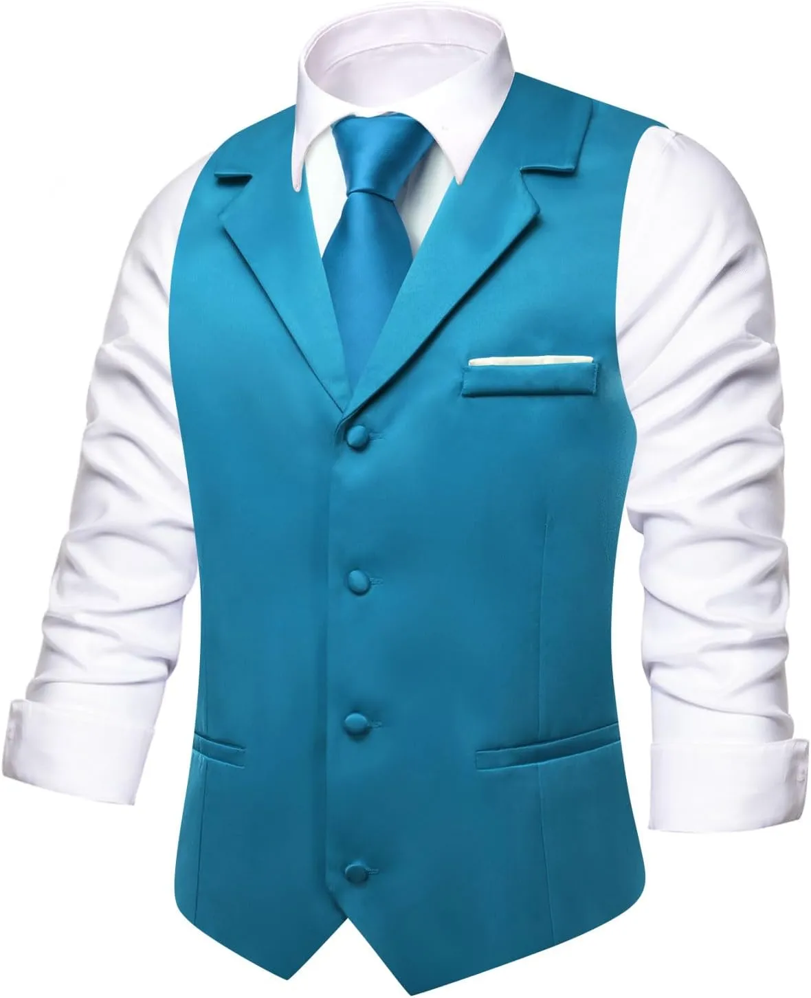 Hi-Tie Men's Suit Vest Business Casual Waistcoat with 3 Pockets for Wedding or Tuxedo Vest V-Neck